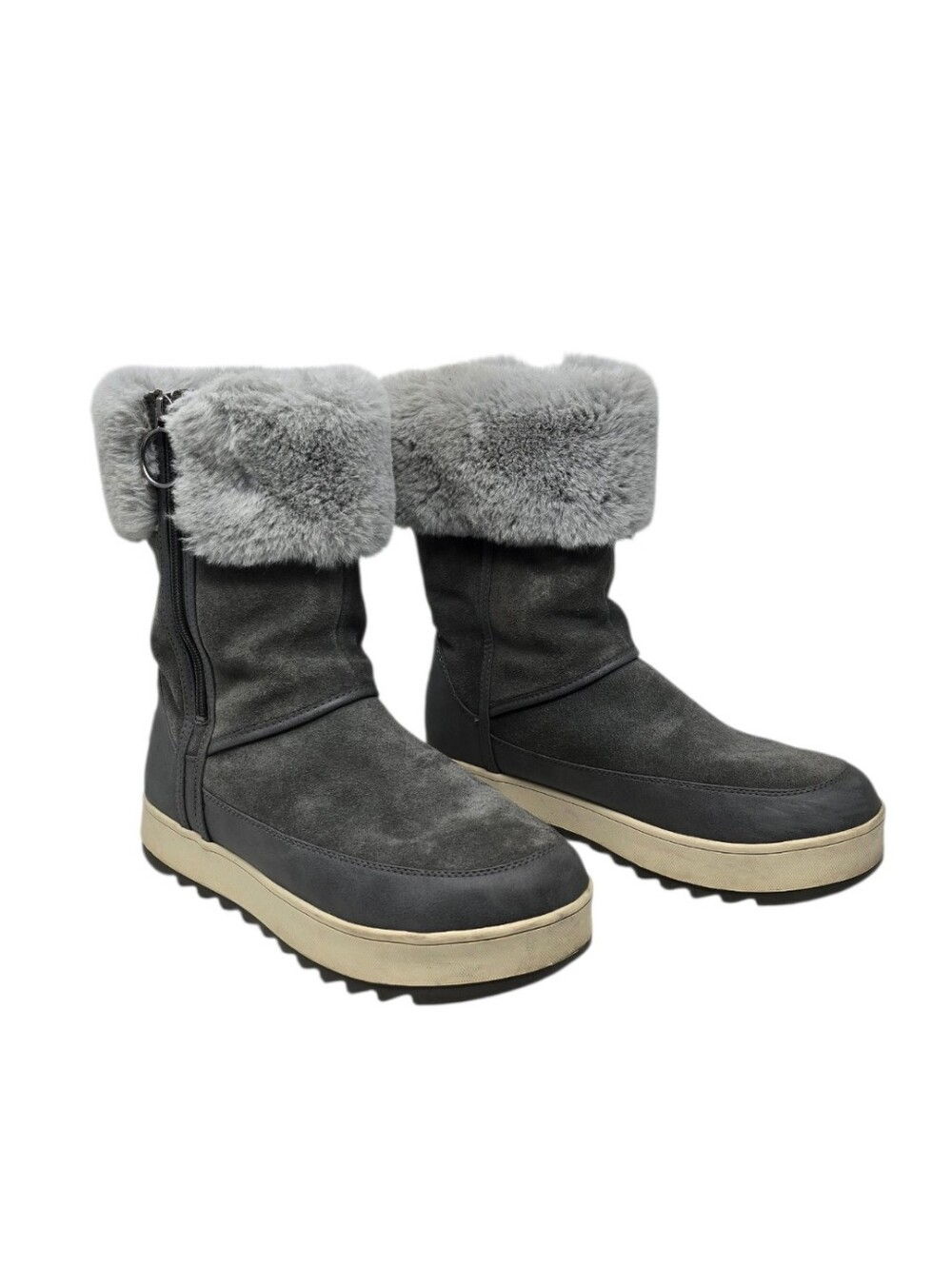 Koolaburra By Ugg Tynlee Waterproof Faux Fur Leather Zip Winter Boots Gray 10
